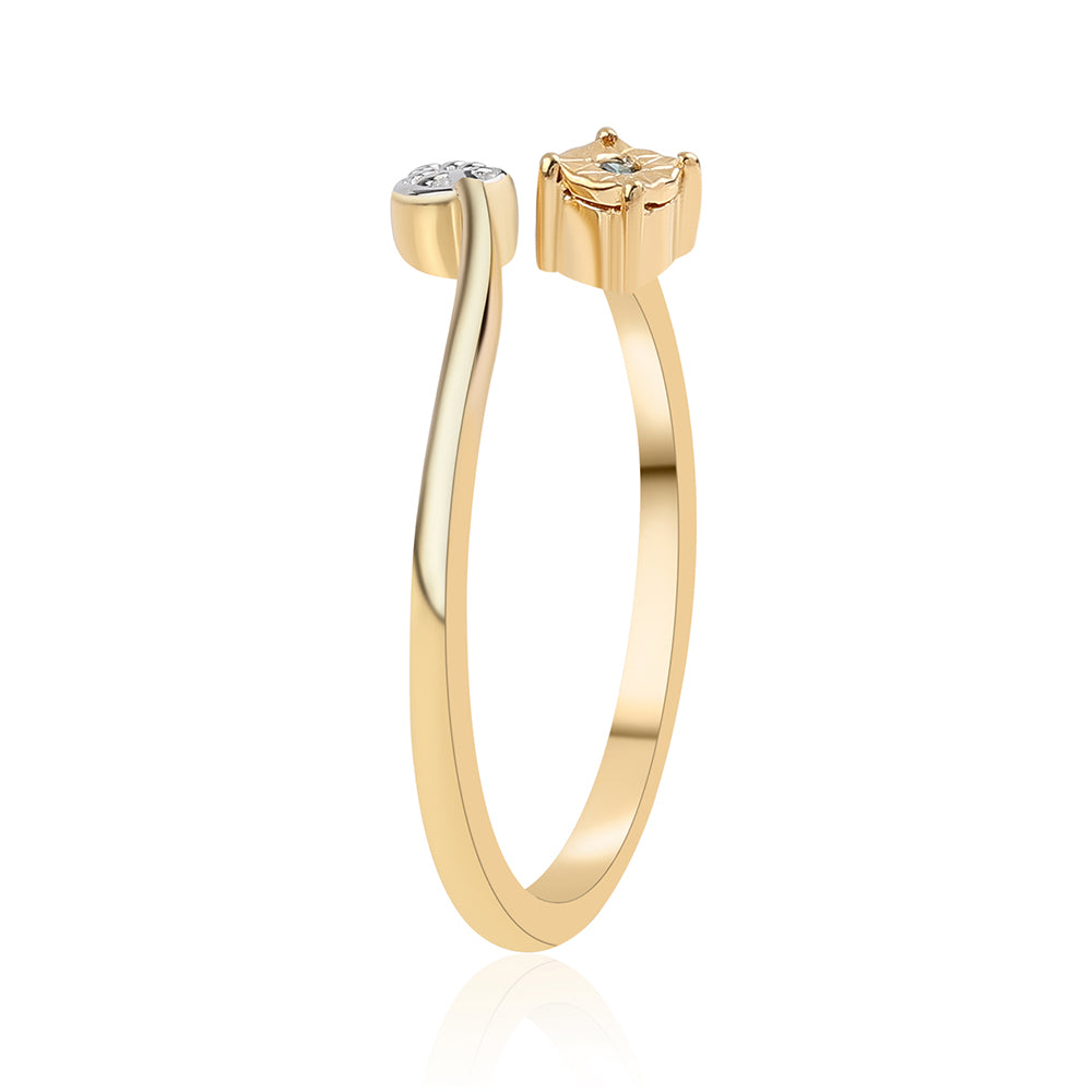 Goldplattierter Silberring mit blauem Diamant