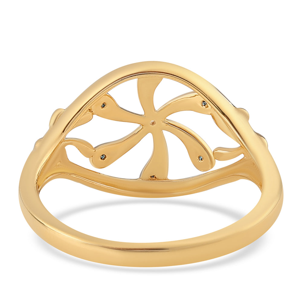 Goldplattierter Silberring mit blauem Diamant