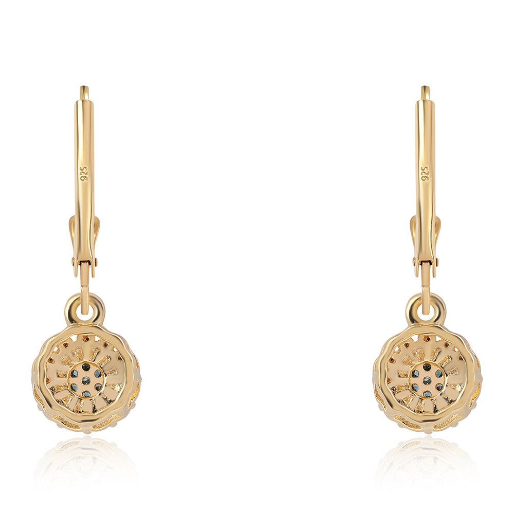 Goldplattierte Silberohrringe mit blauem Diamant