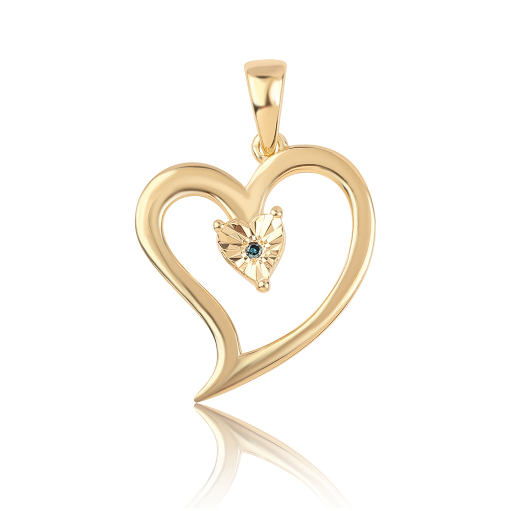 Goldplattierter Silberanhänger mit blauem Diamant