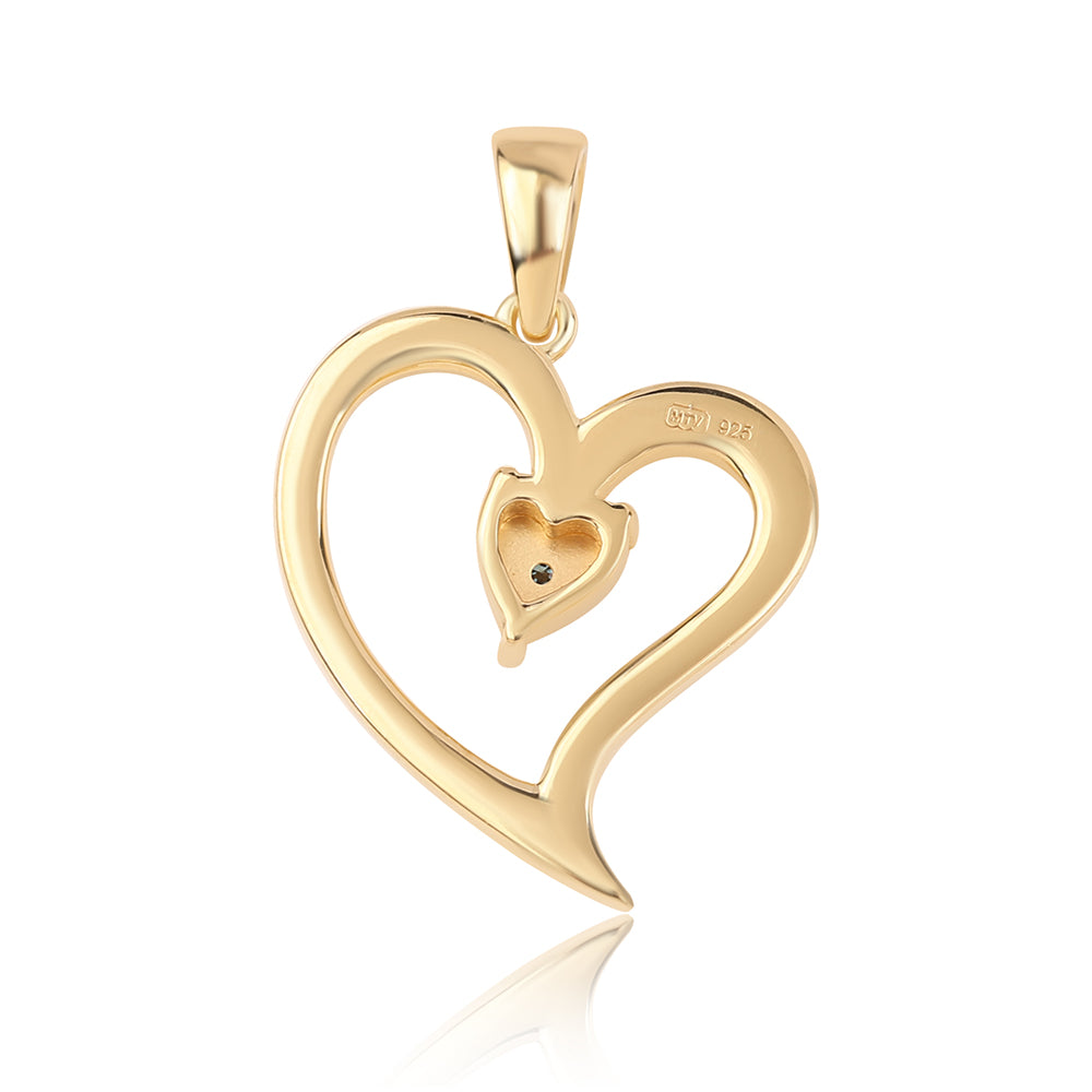 Goldplattierter Silberanhänger mit blauem Diamant