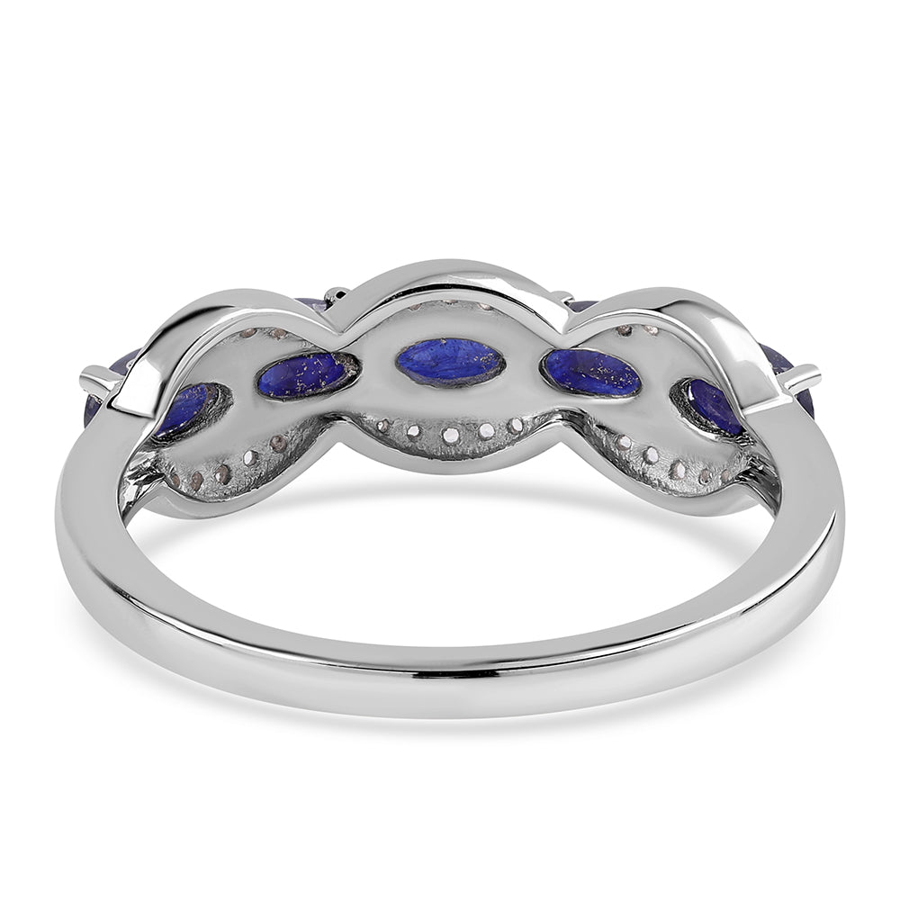 Silberring mit australischem blauem Saphir und weißem Topas