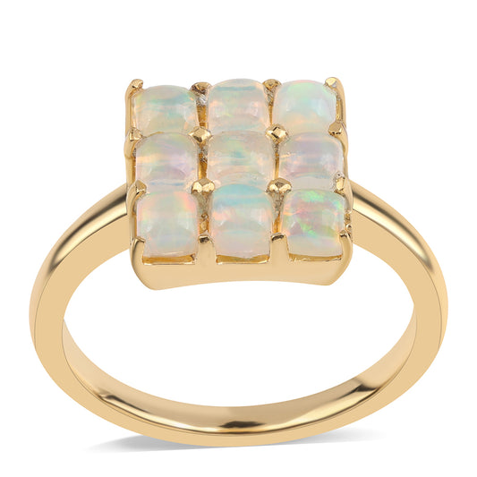 Goldplattierter Silberring mit äthiopischem Opal aus Lega Dembi