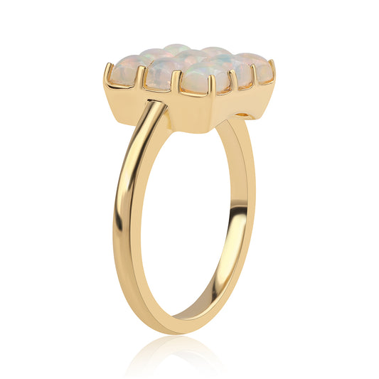 Goldplattierter Silberring mit äthiopischem Opal aus Lega Dembi