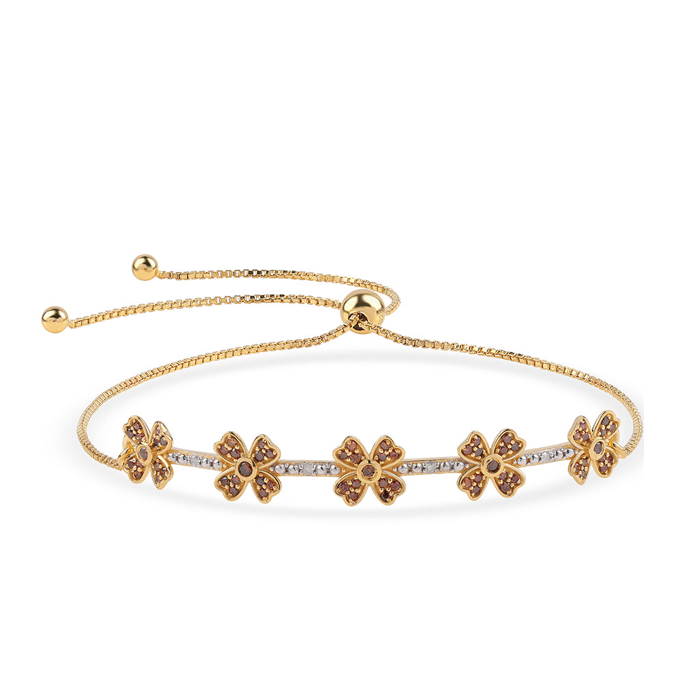 Goldplattiertes Silberarmband mit rotem Diamant