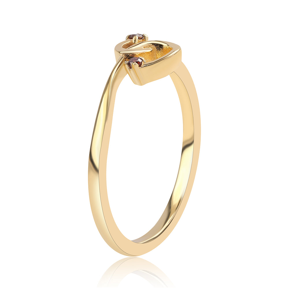 Goldplattierter Silberring mit rotem Diamant