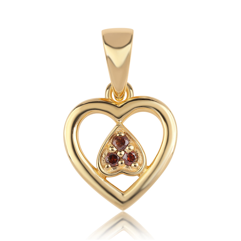 Goldplattierter Silberanhänger mit rotem Diamant