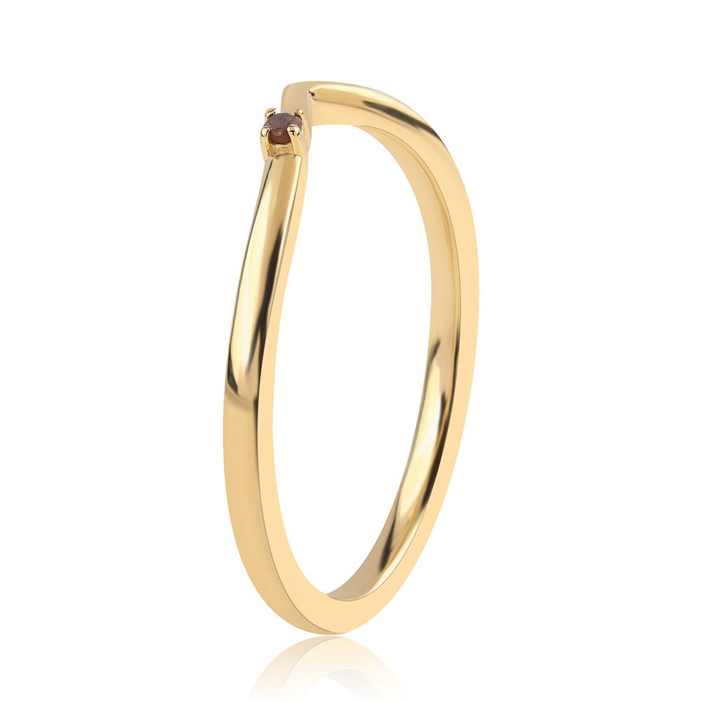 Goldplattierter Silberring mit rotem Diamant