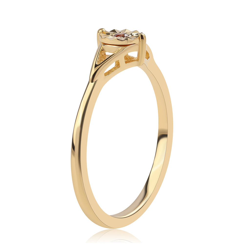 Goldplattierter Silberring mit rotem Diamant