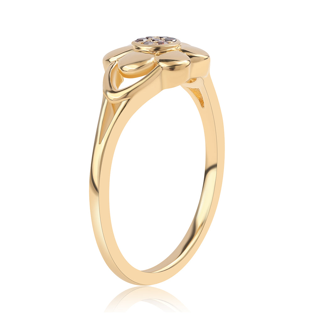 Goldplattierter Silberring mit rotem Diamant