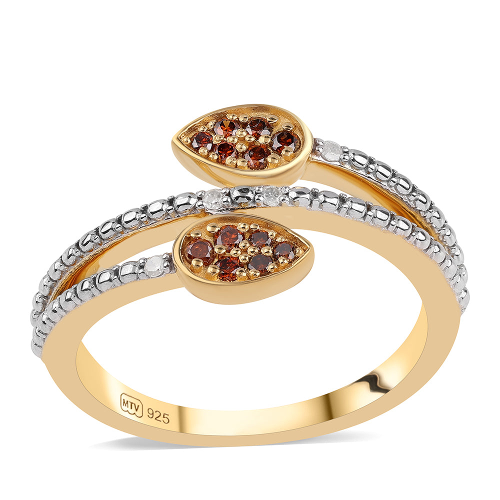 Goldplattierter Silberring mit rotem Diamant