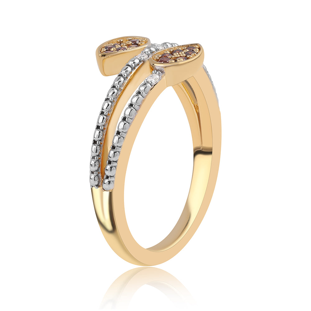 Goldplattierter Silberring mit rotem Diamant