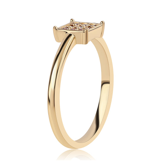 Goldplattierter Silberring mit rotem Diamant