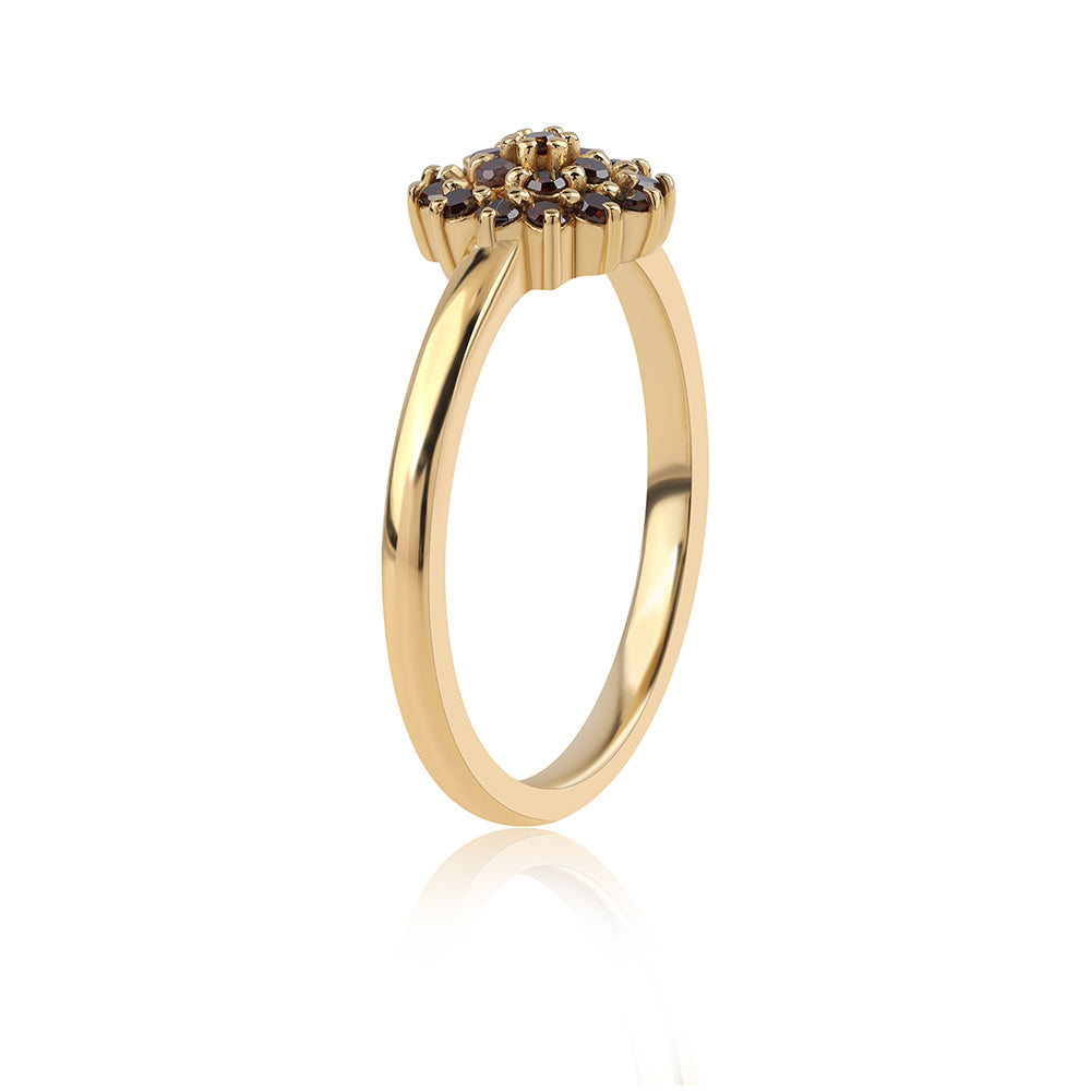 Goldplattierter Silberring mit rotem Diamant