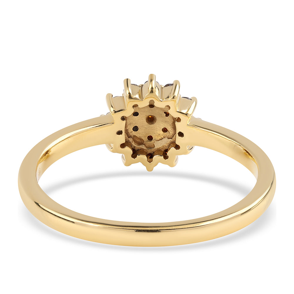 Goldplattierter Silberring mit rotem Diamant