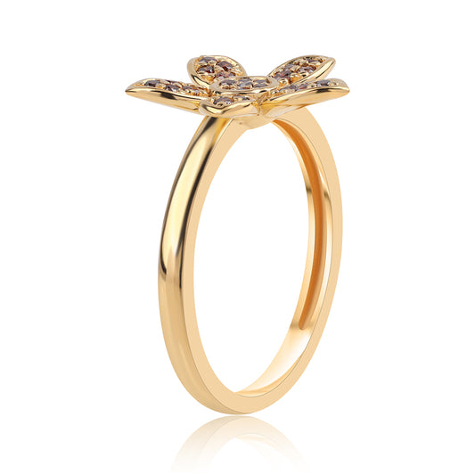 Goldplattierter Silberring mit rotem Diamant