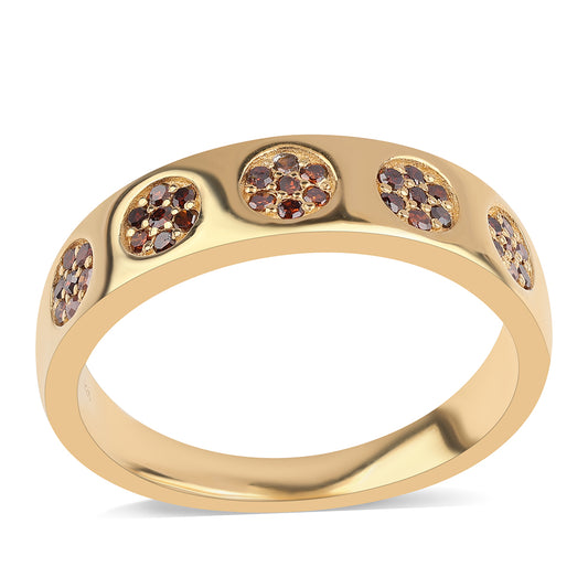 Goldplattierter Silberring mit rotem Diamant