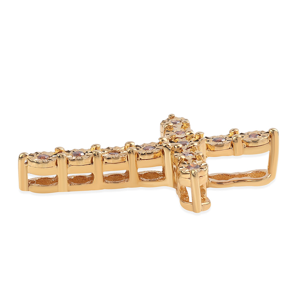 Goldplattierter Silberanhänger mit rotem Diamant