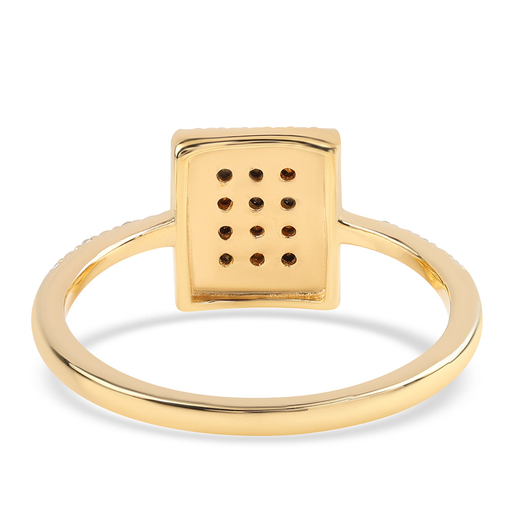 Goldplattierter Silberring mit schwarzem Diamant und weißem Diamant