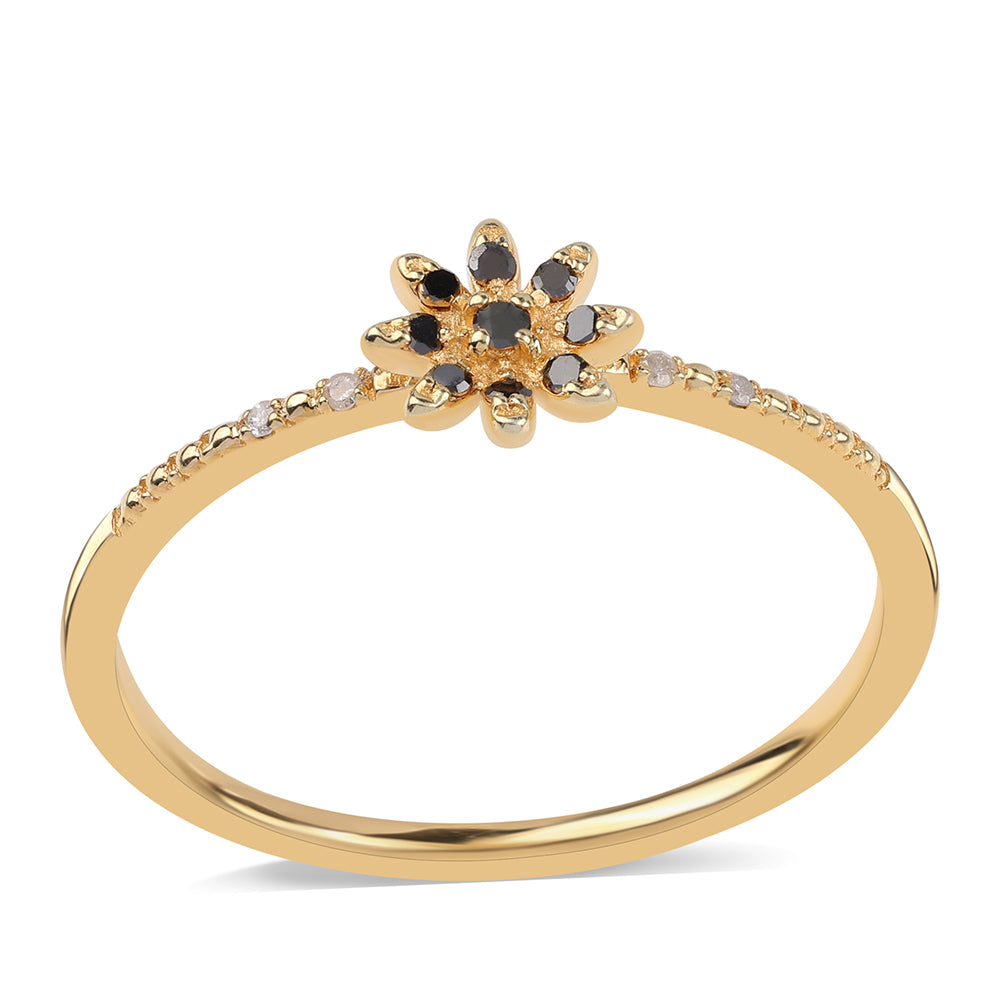 Goldplattierter Silberring mit schwarzem Diamant