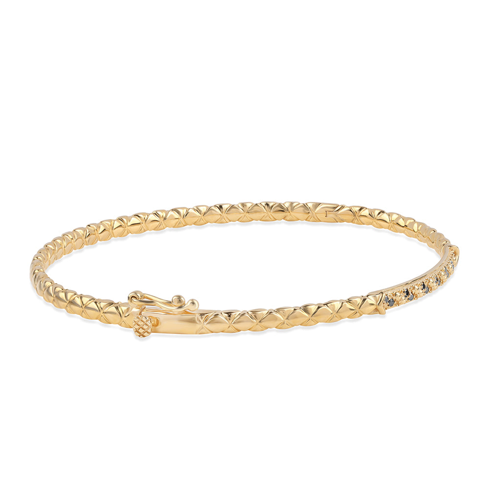 Goldplattiertes Silberarmband mit schwarzem Diamant