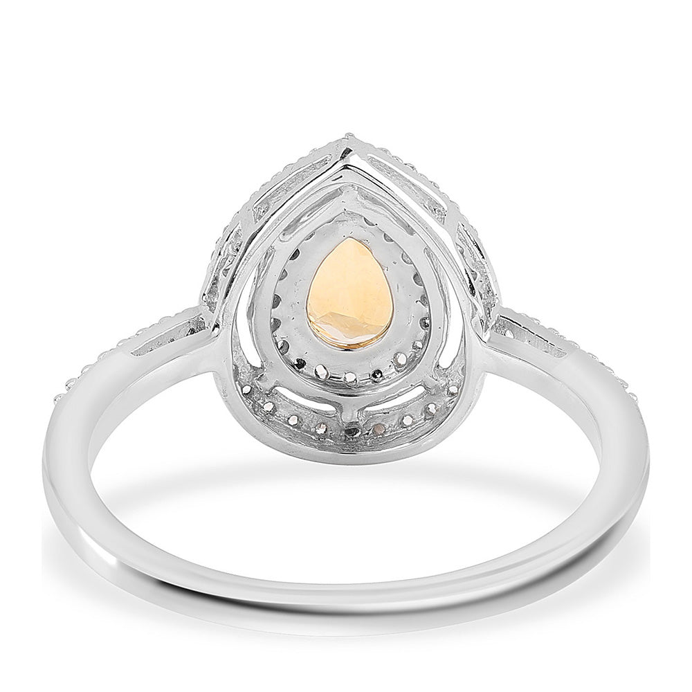 Silberring mit Brasilianischem Zitrin - Klasse AA und weißem Topas