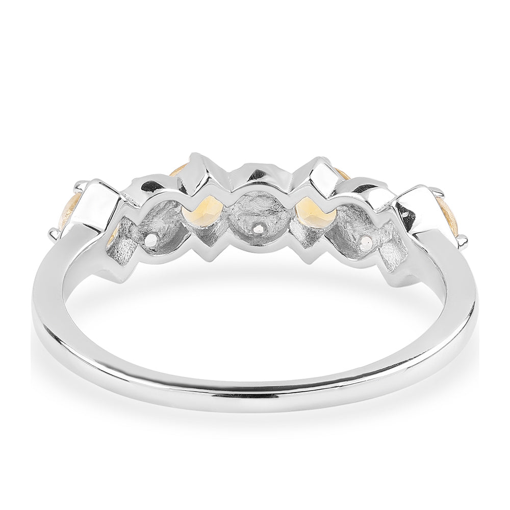 Silberring mit Brasilianischem Zitrin - Klasse AA und weißem Topas