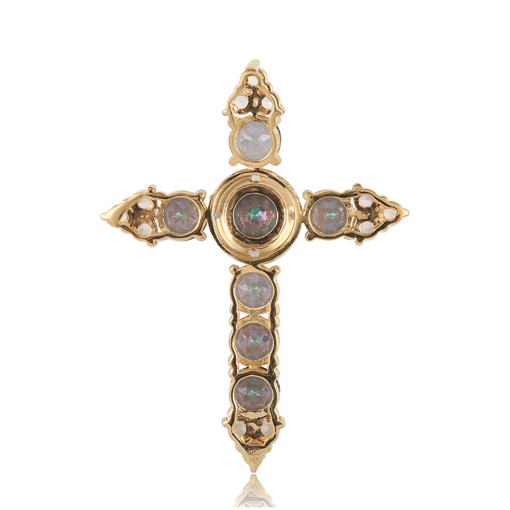 Goldplattierter Silberanhänger mit mystischem Topas und weißem Topas