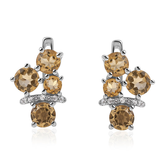 Silberohrringe mit Brasilianischem Zitrin - Klasse AA und weißem Topas
