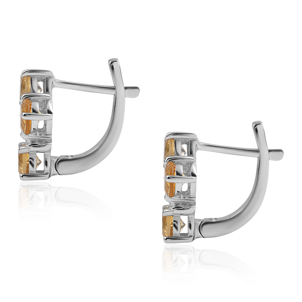 Silberohrringe mit Brasilianischem Zitrin - Klasse AA und weißem Topas