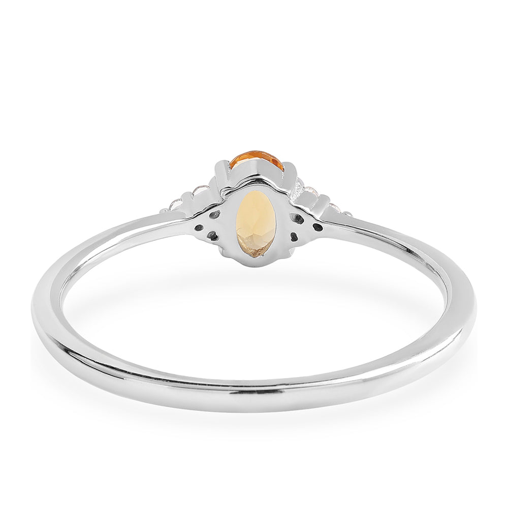 Silberring mit Brasilianischem Zitrin - Klasse AA und weißem Topas