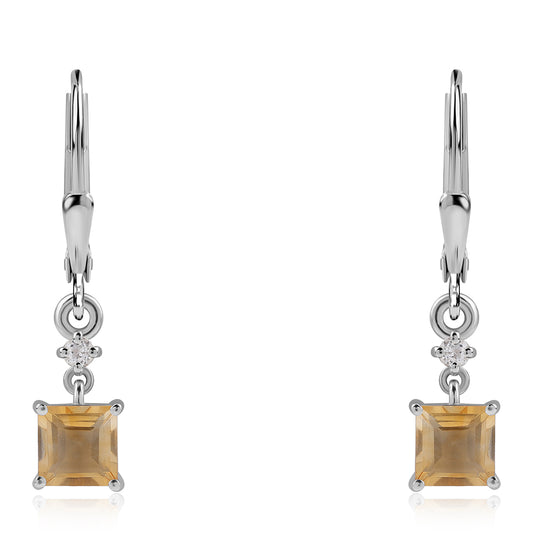 Silberohrringe mit Brasilianischem Zitrin - Klasse AA und weißem Topas