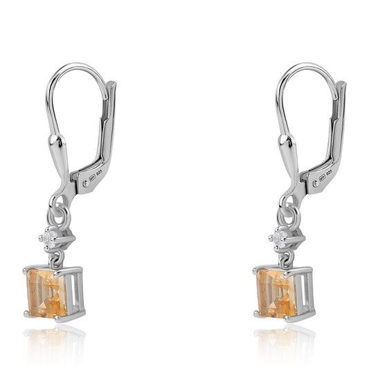 Silberohrringe mit Brasilianischem Zitrin - Klasse AA und weißem Topas