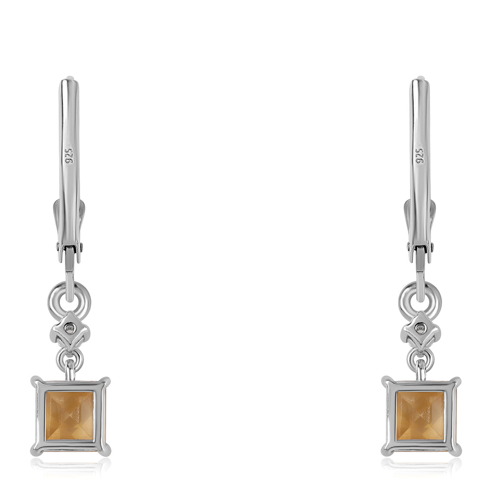 Silberohrringe mit Brasilianischem Zitrin - Klasse AA und weißem Topas