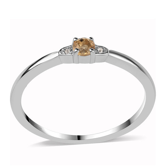 Silberring mit Brasilianischem Zitrin - Klasse AA und weißem Topas