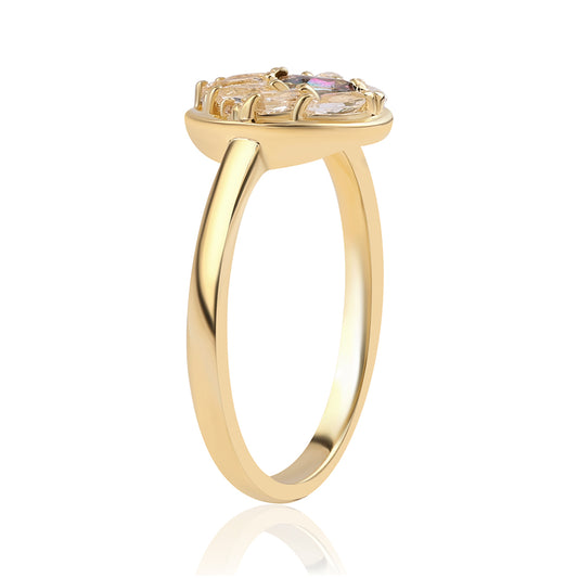 Goldplattierter Silberring mit mystischem Topas und weißem Topas