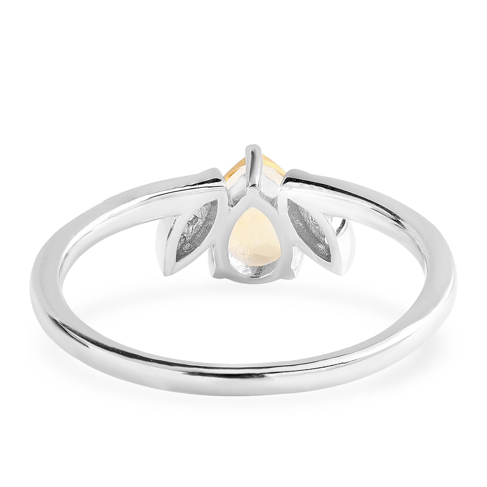 Silberring mit Brasilianischem Zitrin - Klasse AA und weißem Topas