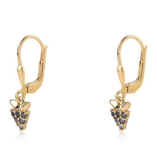 Goldplattierte Silberohrringe mit schwarzem Diamant