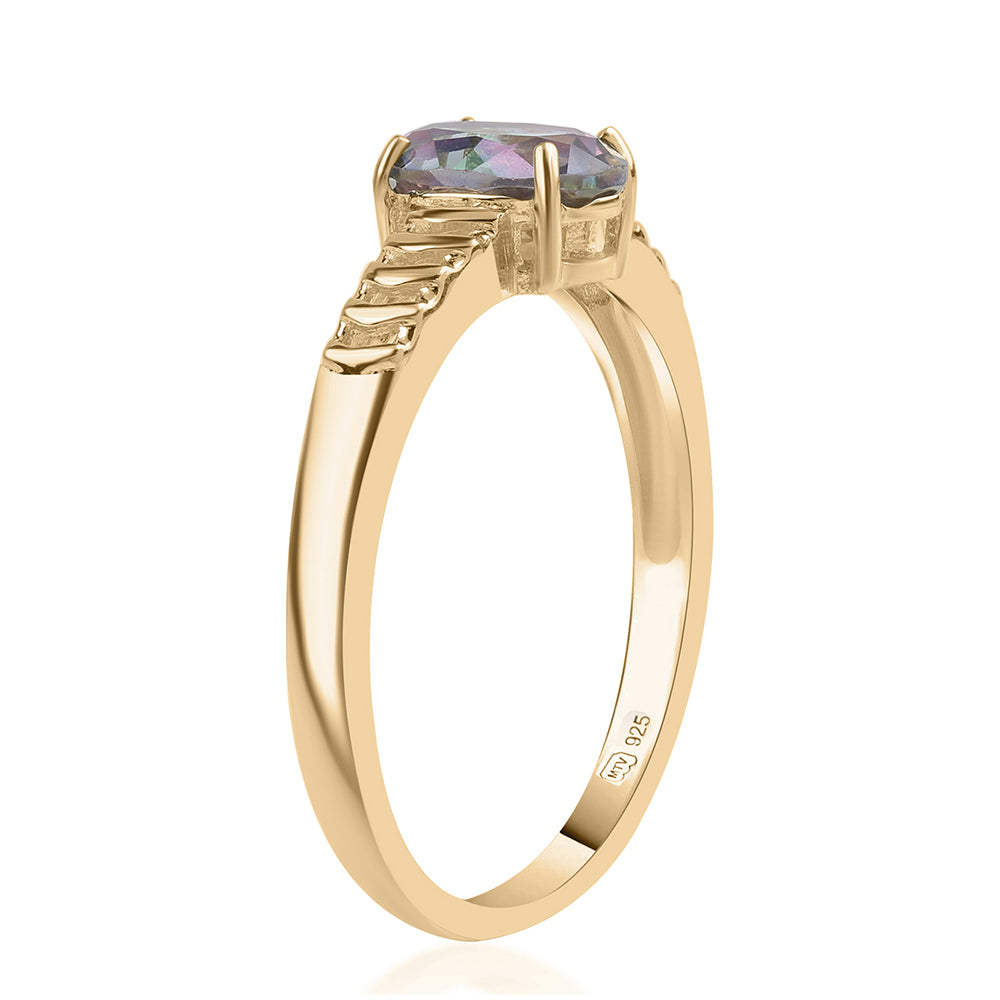 Goldplattierter Silberring mit mystischem Topas