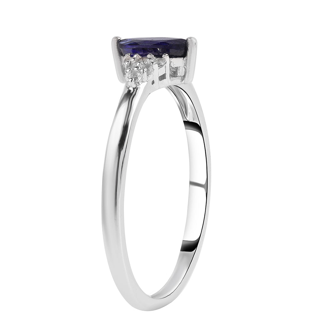 Silberring mit australischem blauem Saphir und weißem Topas