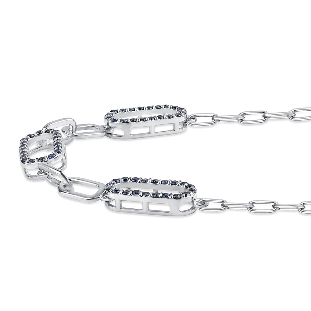 Silberhalskette mit australischem blauem Saphir