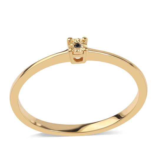 Goldplattierter Silberring mit schwarzem Diamant