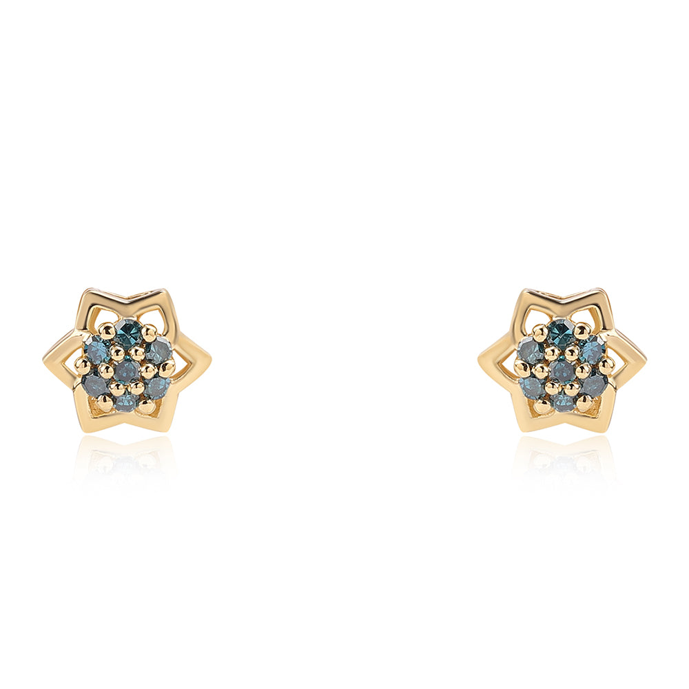 Goldplattierte Silberohrringe mit blauem Diamant