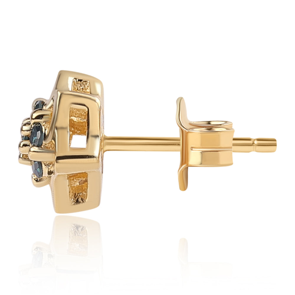 Goldplattierte Silberohrringe mit blauem Diamant