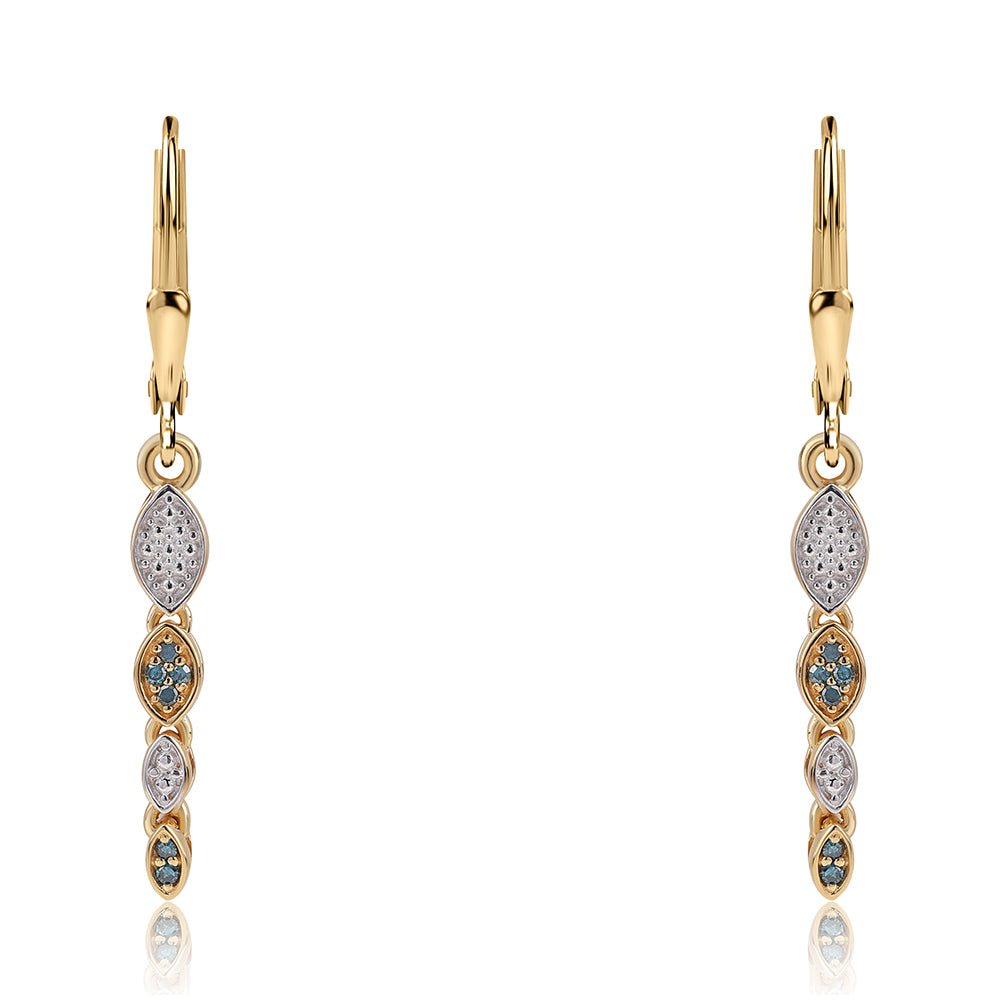 Goldplattierte Silberohrringe mit blauem Diamant