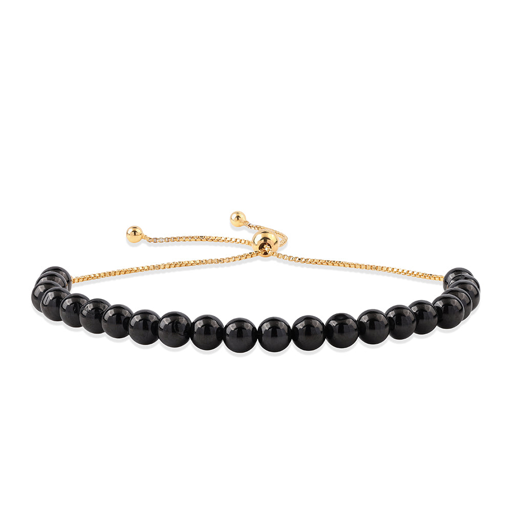 Goldplattiertes Silberarmband mit schwarzem Spinell