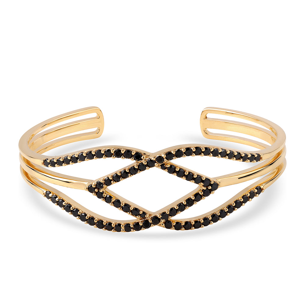 Goldplattiertes Silberarmband mit schwarzem Spinell