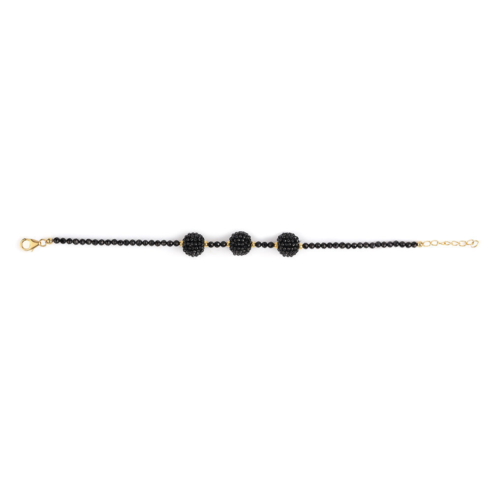 Goldplattiertes Silberarmband mit schwarzem Spinell