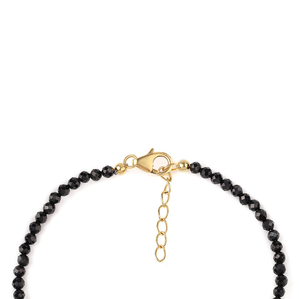 Goldplattiertes Silberarmband mit schwarzem Spinell