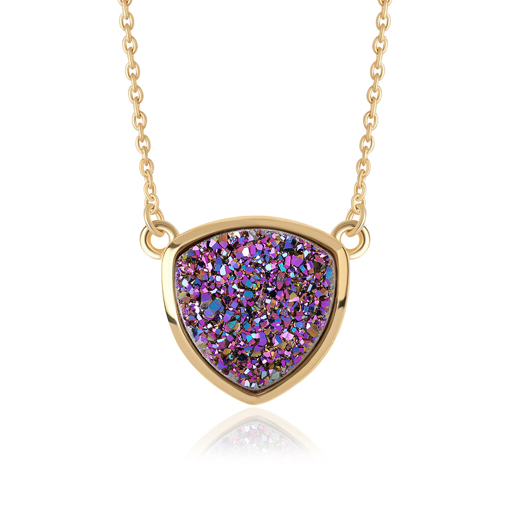 Goldplattierte Silberhalskette mit lila Druse